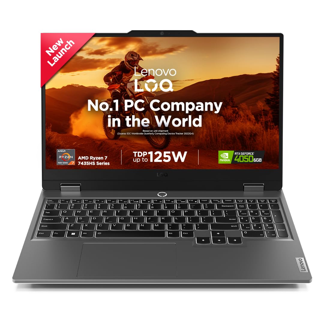 Lenovo LOQ 2024, AMD Ryzen 7 7435HS, NVIDIA RTX 4050-6GB, 24GB RAM, 512GB SSD, 15.6"/39.6cm, Windows 11, MS Office Home 2024, Grey, 2.4Kg, 83JC00EGIN, 100% sRGB, 3 Mon. Game Pass Gaming Laptop