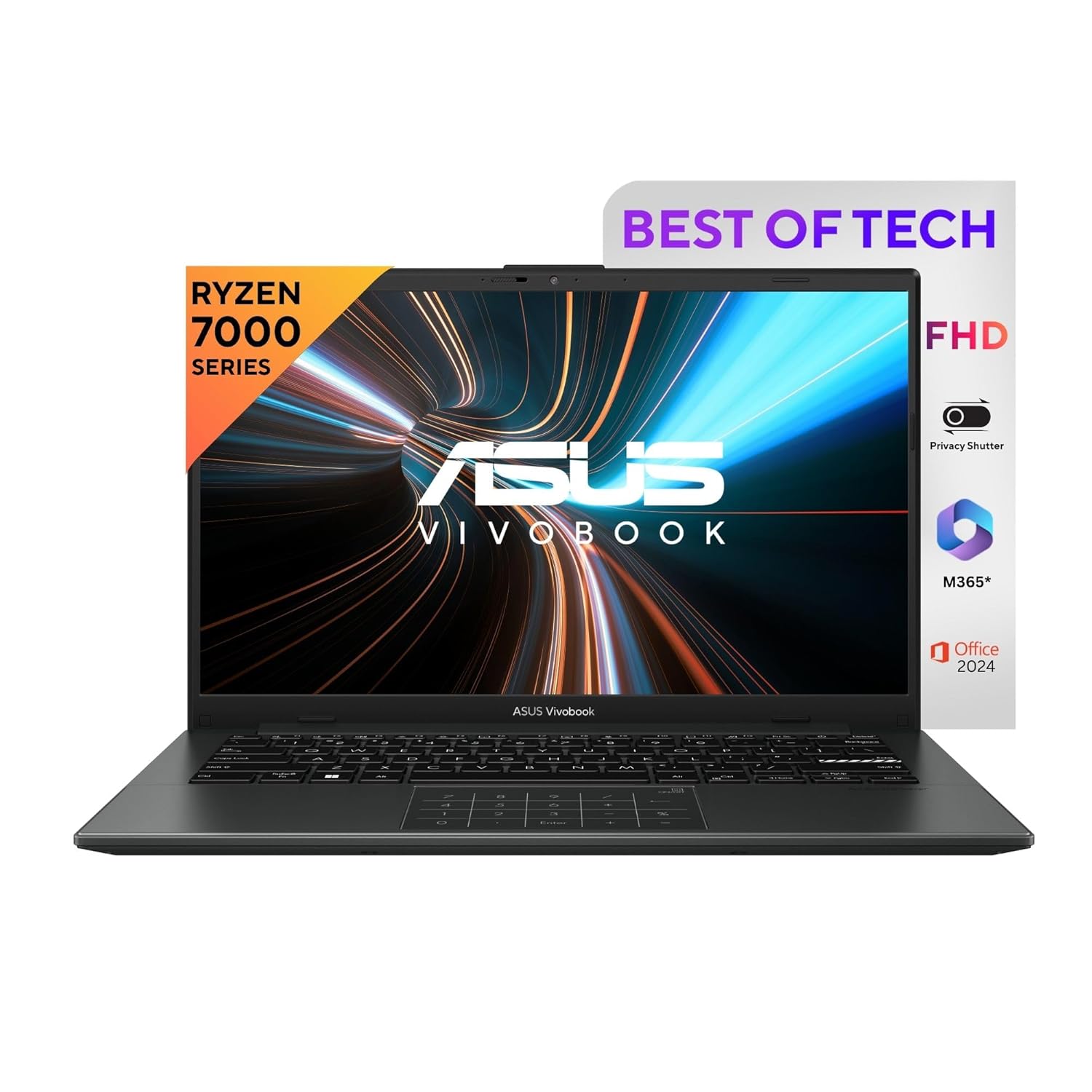 ASUS Vivobook Go 14, 14" FHD (1920 x 1080), AMD Ryzen 5 7520U Processor,(16GB RAM/512GB SSD/AMD Radeon iGPU/Windows 11/MS Office 365 Basic (1Year)*/Office Home 2024/Black/1.38 kg),E1404FA-NK5542WS