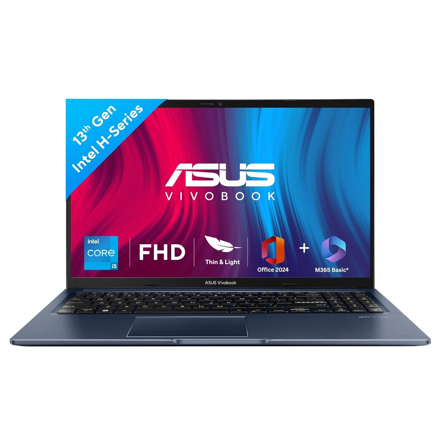 ASUS Vivobook 15, 15.6" FHD, 13th Gen Intel Core i5-13420H, Thin & Light Laptop(16GB RAM/512GB SSD/Intel Iris X iGPU/Windows 11/MS Office 365 Basic(1Year)*/Office 2024/Blue/1.5 Kg),X1502VA-BQ836WS