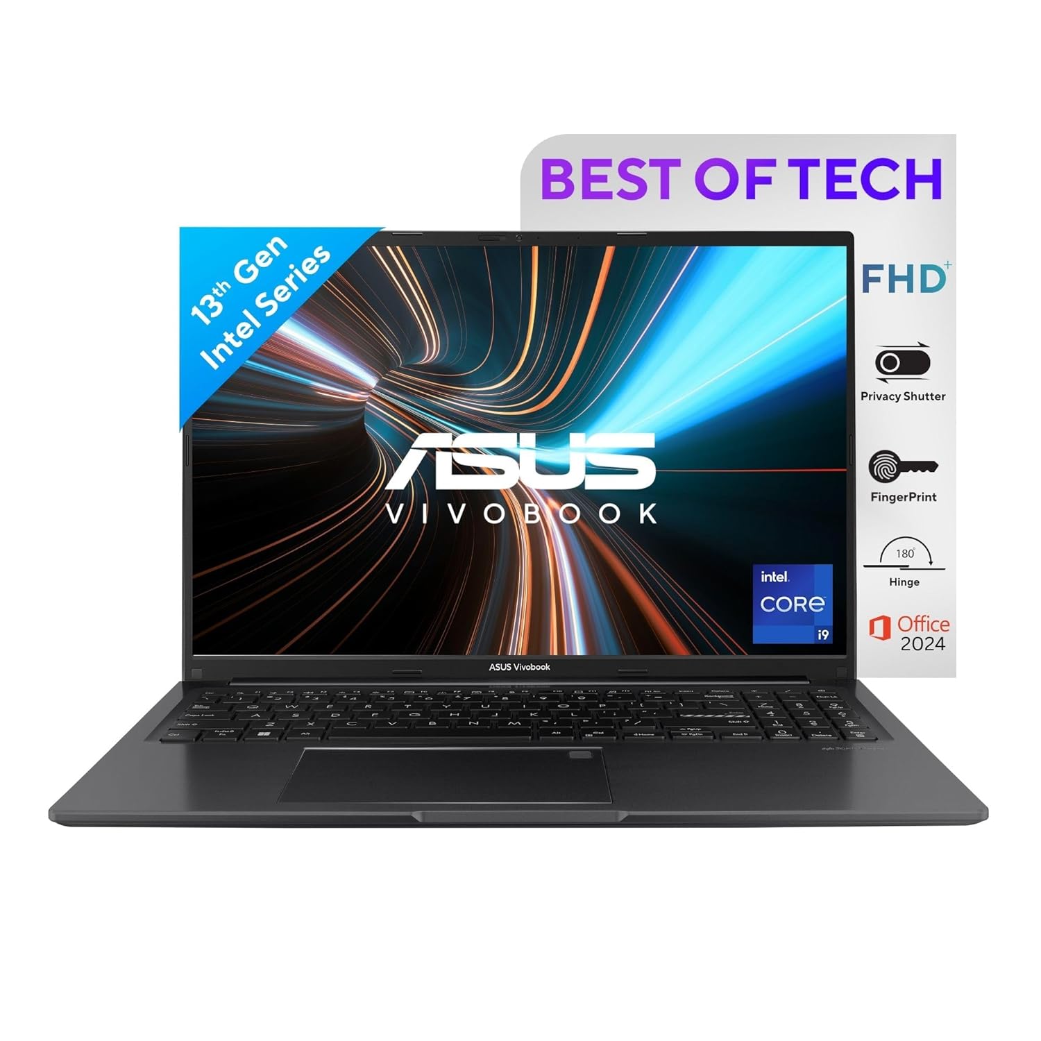 ASUS Vivobook 16, 16" FHD+ (1920 x 1200), Intel Core i9-13900H Processor,(16GB RAM/1TB SSD/Intel Iris X iGPU/Windows 11/MS Office 365 Basic (1Year)*/Office Home 2024/Black/1.88 kg),X1605VA-MB9999WS