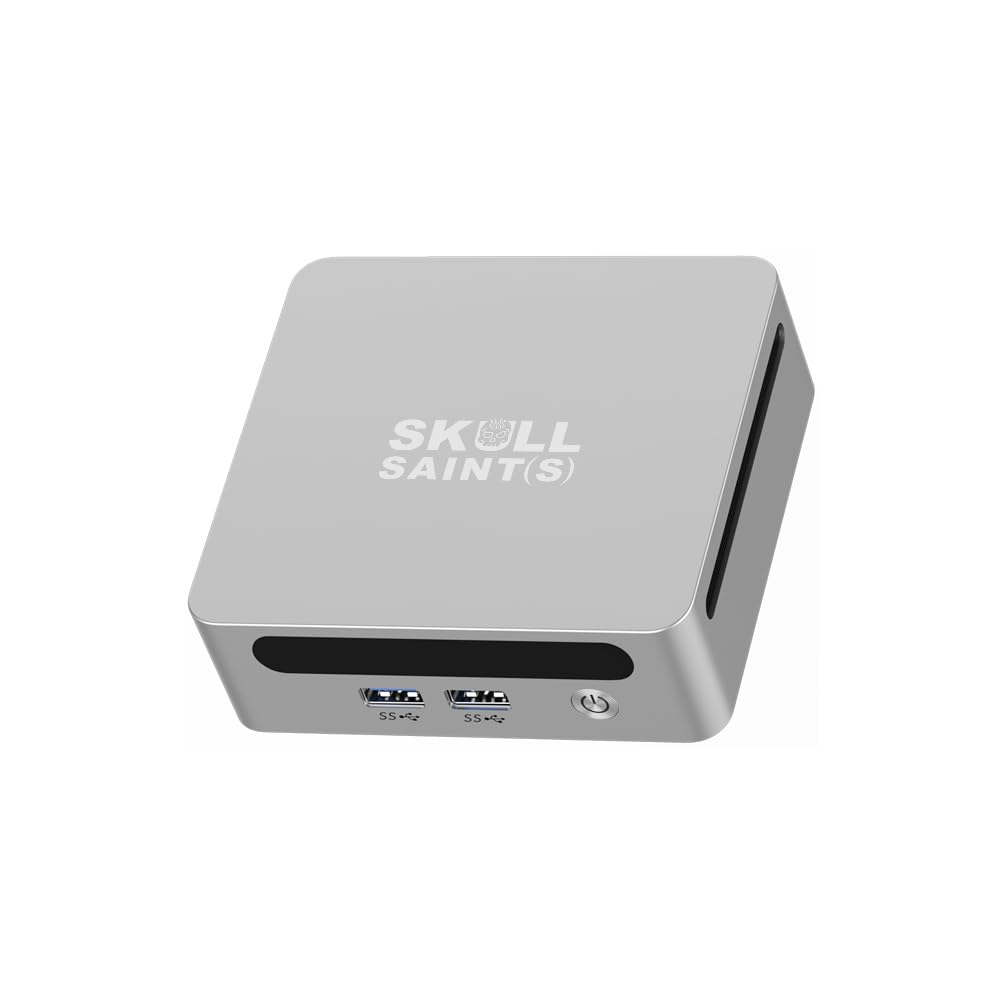 SKULLSAINTS CoreX Mini PC Powered by Ryzen 7 4800H (8C, 16T), Triple Display Support, Wi-Fi 6, Bluetooth 5.2, Expandable RAM & Storage, Compact Design, Win 11 Pro (Silver, 512, GB, 16, GB)