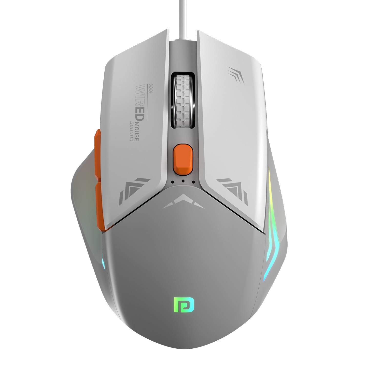 Portronics Vader Wired Gaming Mouse with 6 Buttons, Thumb Support, Adjustable DPI (6400 Max), RGB Light Effects, Ergonomic Design, 1.5 m Long USB Cable for Laptop & PC (Grey)