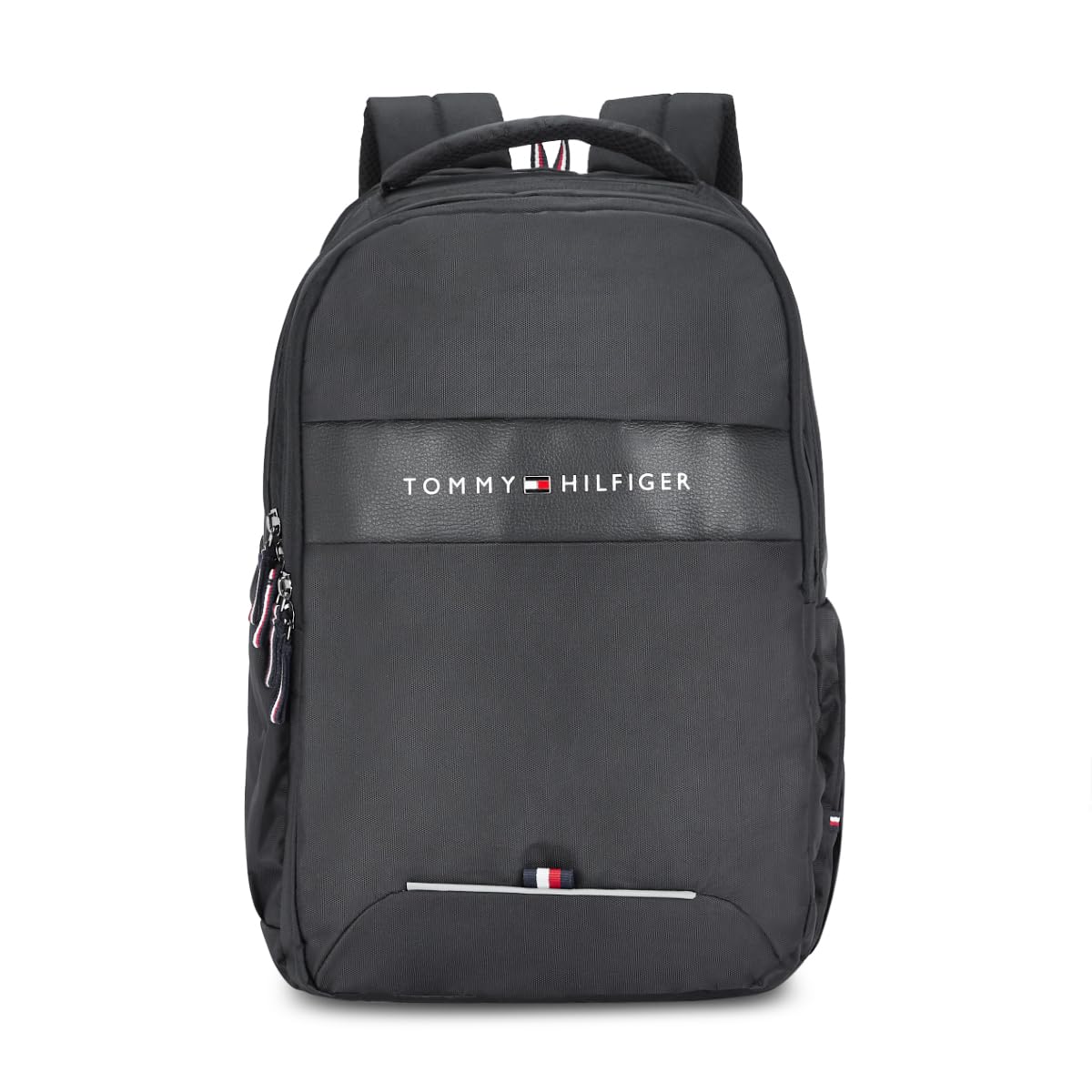 Tommy Hilfiger Joshua Polyester Unisex 15 Inch Laptop Backpack - Black | 21 Ltr Capacity| Padded & Adjustable Strap | Water Resistant | 3 Compartment | Water Bottle Holder | USB Cable holder Pocket