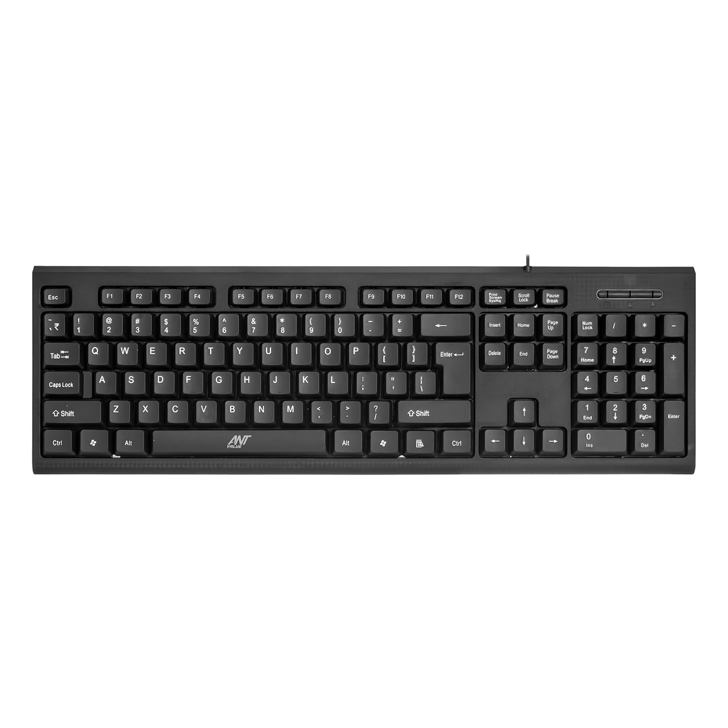 Ant Value FKBRI01 Ultra-Slim Compact USB Wired Keyboard for Mac and PC,Windows 10/8 / 7 / Vista/XP, Spill-Resistant Silent Keyboard  Membrane Water-Resistant Coating 10 Million Keystrokes (Black)