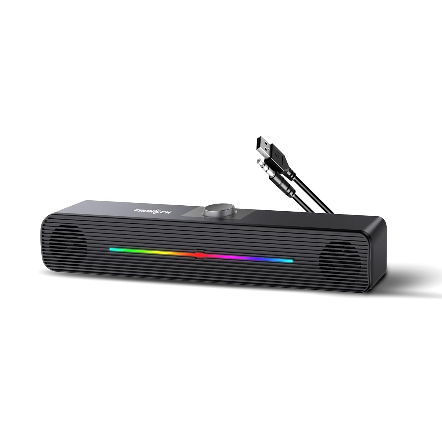 FRONTECH 1.0 USB Powered Multimedia Speakers with RGB Lights | 10W Output Power | AUX/USB Connectivity | for Laptop, PC, Mobile | Volume Control (SPK-0009, Black)