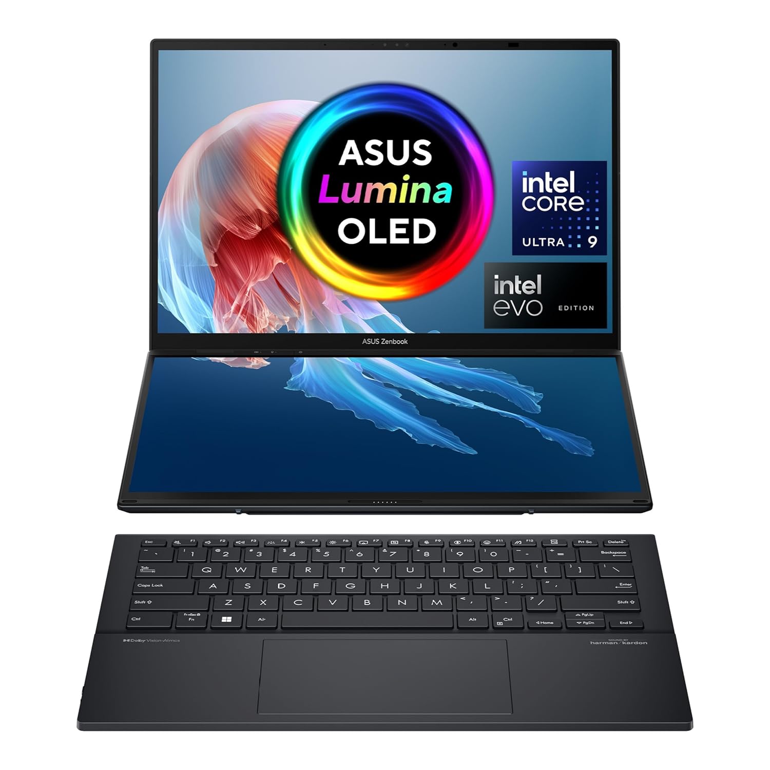ASUS Zenbook Duo OLED (2024), 14" (35.56cm) FHD OLED Touch Display, Intel Core Ultra 9 185H, Built -in AI, Dual Screen Laptop (32GB/2TB SSD/Intel Arc Graphics/Win11/Gray/1.65 Kg), UX8406MA-QL971WS