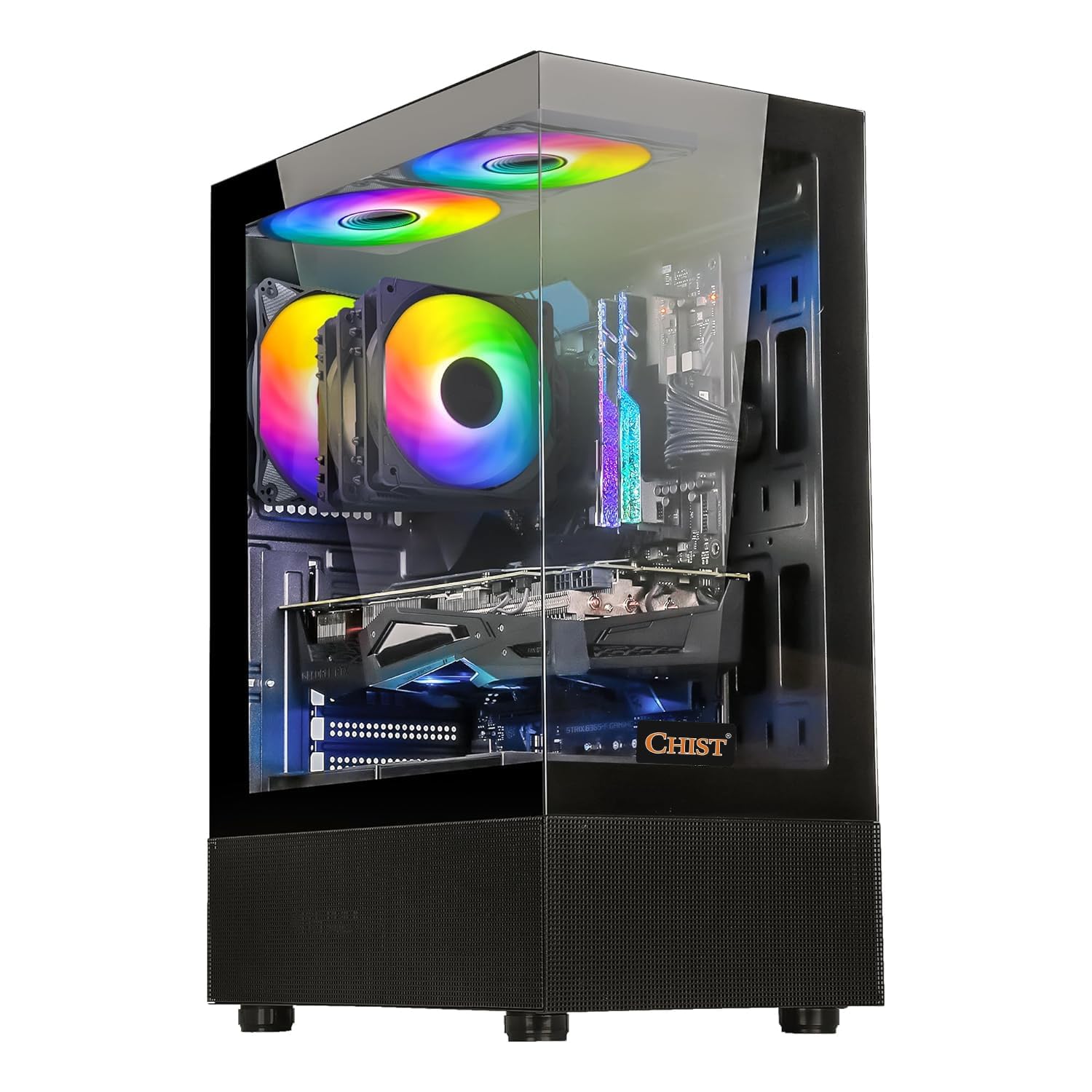 CHIST Gaming PC (Xeon E2680 V4 Processor 14 Cores 28 Threats Processor / DDR4 32GB Ram/ 1TB SSD/RX 580 8GB DDR5 Graphic Card/Gaming Cabinet/WiFi