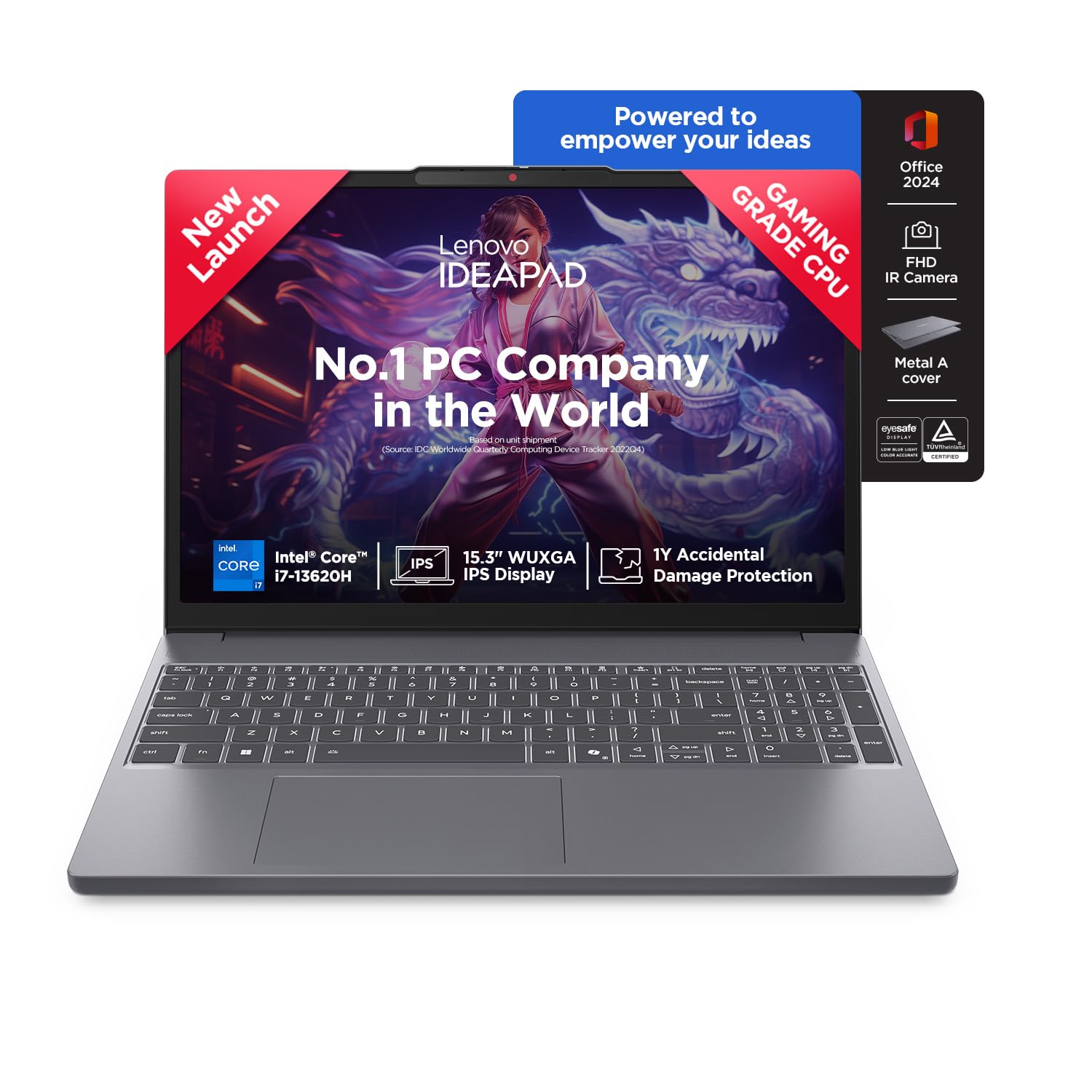 Lenovo IdeaPad Slim 3 13th Gen Core i7-13620H 15.3 inch (38.8cm) WUXGA IPS Laptop (16GB RAM/512GB SSD/Windows 11/Office Home 2024/Backlit Keyboard/1Yr ADP Free/3 Mon. Game Pass/Grey/1.6Kg), 83K100CJIN