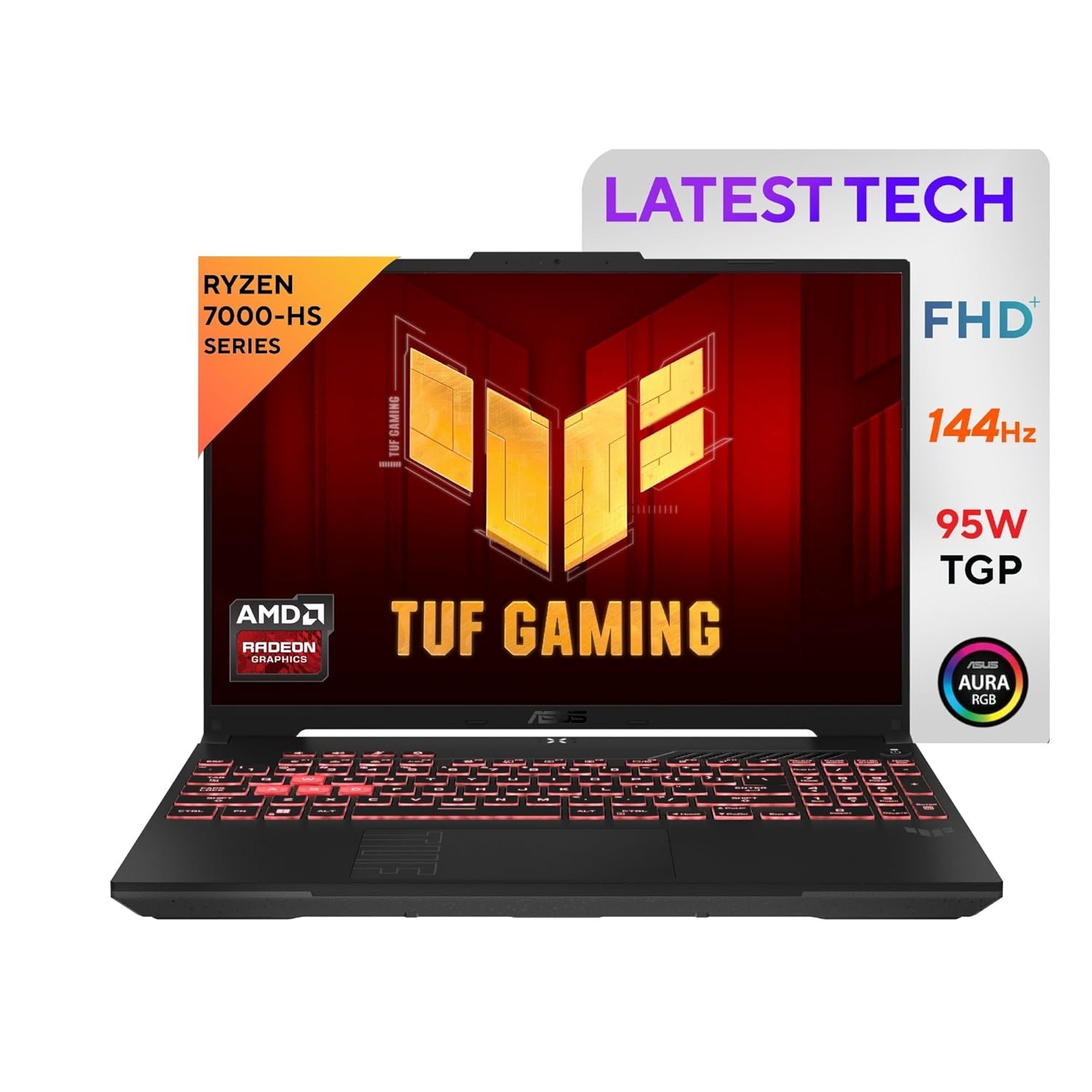 ASUS TUF Gaming A16 Advantage Edition, 16" FHD+ 144Hz 300nits, AMD Ryzen 7 7435HS Processor, Gaming Laptop (16GB RAM/512GB SSD/AMD Radeon RX 7600S/Windows 11/Off Black/2.2 Kg), FA617NSR-RL083W