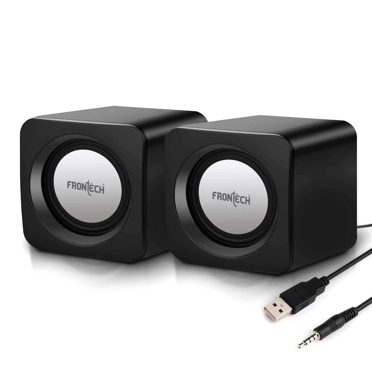 FRONTECH Premium 2.0 Channel USB Powered Speakers with 1.5W x 2 Output, AUX Input, and 1-Year Warranty (Black)