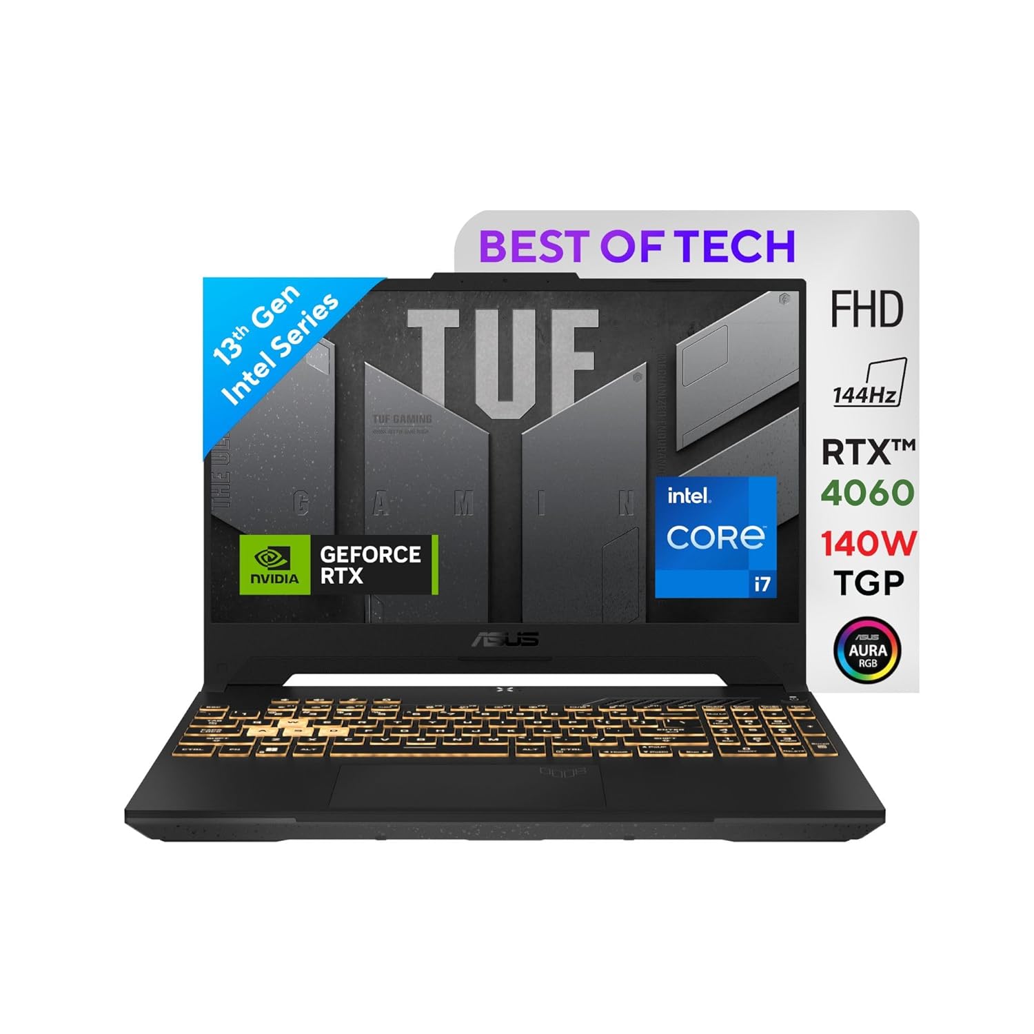 ASUS TUF Gaming F15, Intel Core i7-13620H, 13th Gen, NVIDIA GeForce RTX 4060, 16GB DDR5, 512GB SSD, FHD 144Hz, 15.6"/39.62cm, Windows 11, Mecha Gray, 2.20KG, FX507VV-LP287W Gaming Laptop