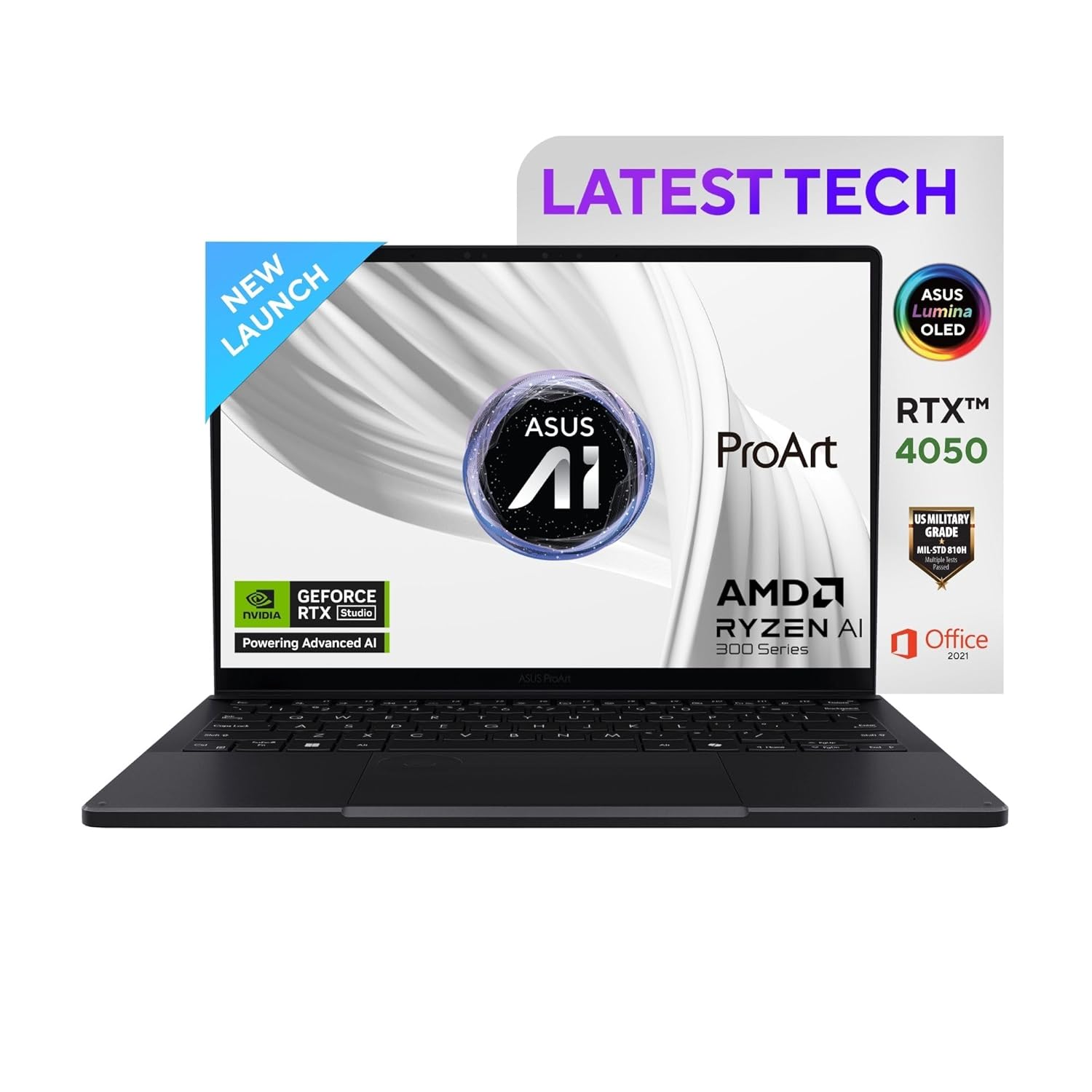 ASUS ProArt PX13,AMD AMD Ryzen AI 9 365 Creator/Gaming Laptop(NVIDIA RTX 4050-6GB/24GB RAM/1TB SSD/3K OLED Touch Screen/13.3"/60Hz/73WHr/Windows 11/Office 2021/Nano Black/1.13 kg) HN7306WU-LX001WS