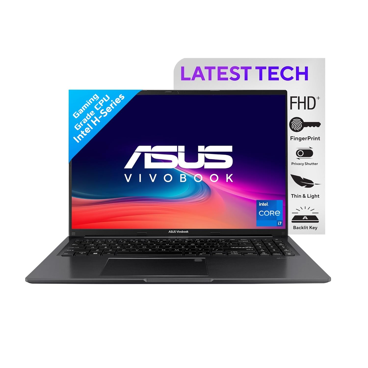 ASUS Vivobook 16, Intel Core i7-12700H 12th Gen, 16" (40.64 cm) FHD+, Thin and Light Laptop (16GB/512GB/Win11/Office 2021/Indie Black/1.8 kg), X1605ZAC-MB742WS