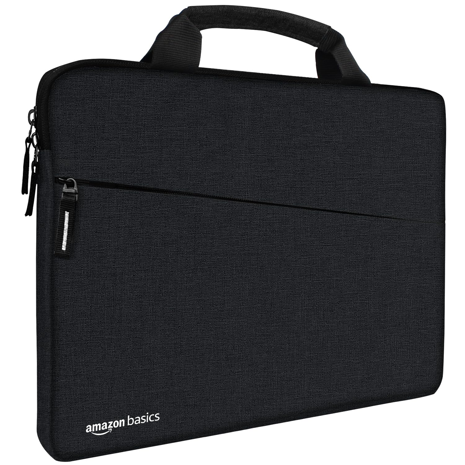 Amazon Basics Laptop Bag Sleeve Case Cover Pouch with Handle for Men & Women | 15.6 Inch Laptop with Padded Laptop Compartment | Zipper Closure | Water Repellent Nylon Fabric (Black)