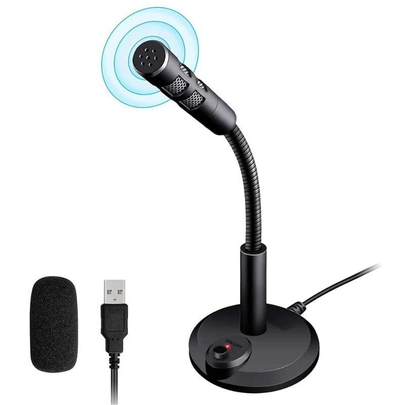Drumstone USB Desktop Microphone, Plug&Play Condenser, Computer, PC, Laptop, Mac, PS4 Mic LED Indicator -360 Gooseneck Design -Recording, Dictation, YouTube, Gaming