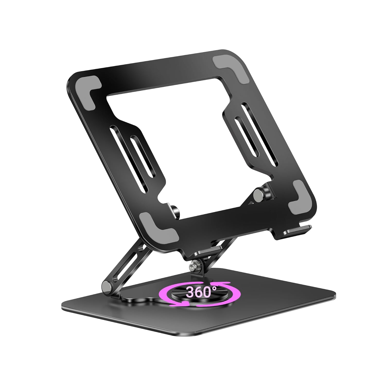 ZEBRONICS NS3000 PRO 360 Rotatable Laptop Stand, Supports up to 17 (43cm) Laptops, Tablets, Supports Max 5kg, Carbon Steel with Anti Rust Body, Anti-Slip/Scratch Silicone Pads