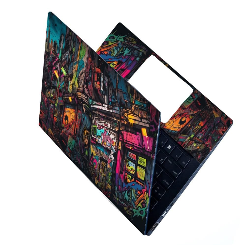 BAEYE Full Laptop Skin Stickers HD Quality Sticker for Laptops Upto 15.6" (Dustproof|Waterproof|Scratchproof|Reusable) - BE GRAF BLDNG FL