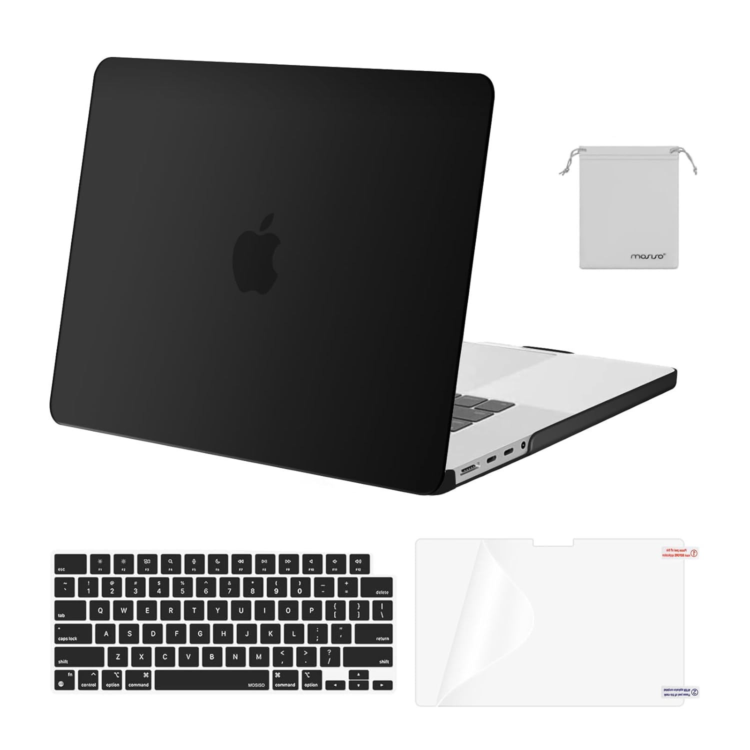 MOSISO Compatible with MacBook Pro 16 inch Case 2025 2024 2023 2022 2021 M4 M3 M2 M1 A3403 A3186 A2991 A2780 A2485 Pro Max, Plastic Hard Shell&Keyboard Cover&Screen Film&Storage Bag, Black