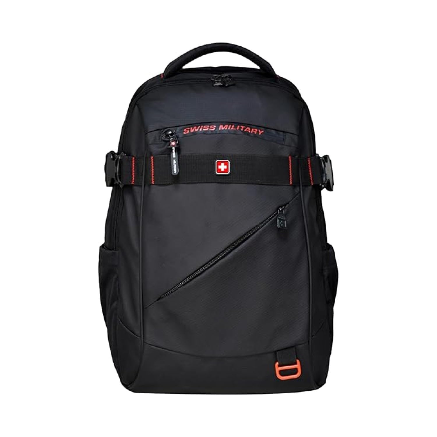 SWISS MILITARY 30L Unisex Laptop Travel Backpack for 15.6-Inch Laptops  with Luggage Strap, Detachable Key Ring, Anti-Theft Pocket, Expandable Bottle Pocket for Office and College Use