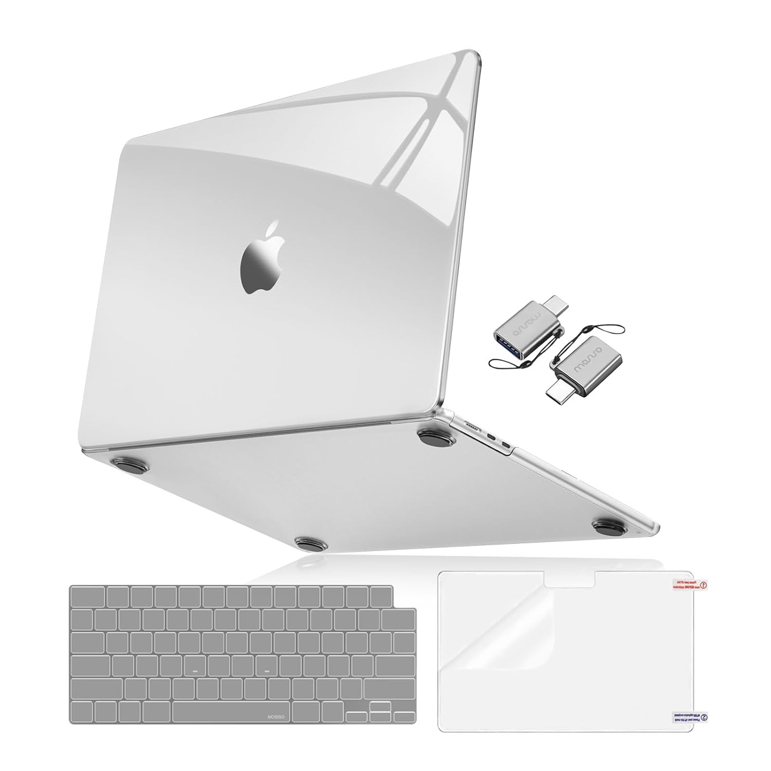 MOSISO Compatible with MacBook Air 13 inch Case 2025-2022 M4 A3240 M3 A3113 M2 A2681,Surpass Natural Beauty Hard Shell&Keyboard Cover&Screen Film&Type C for MacBook Air 13.6 inch Case, Crystal Clear