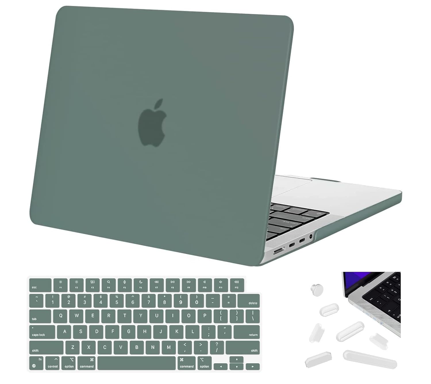 Midkart Hard Shell Plastic Case Compatible with MacBook Pro 16 Inch Model M4 A3403 A3186 M3 A2991 M2 A2780 M1 A2485 Pro Max Chip 2024 2023 2022 2021 Keyguard & Dust Plugs, Matte Midnight Green