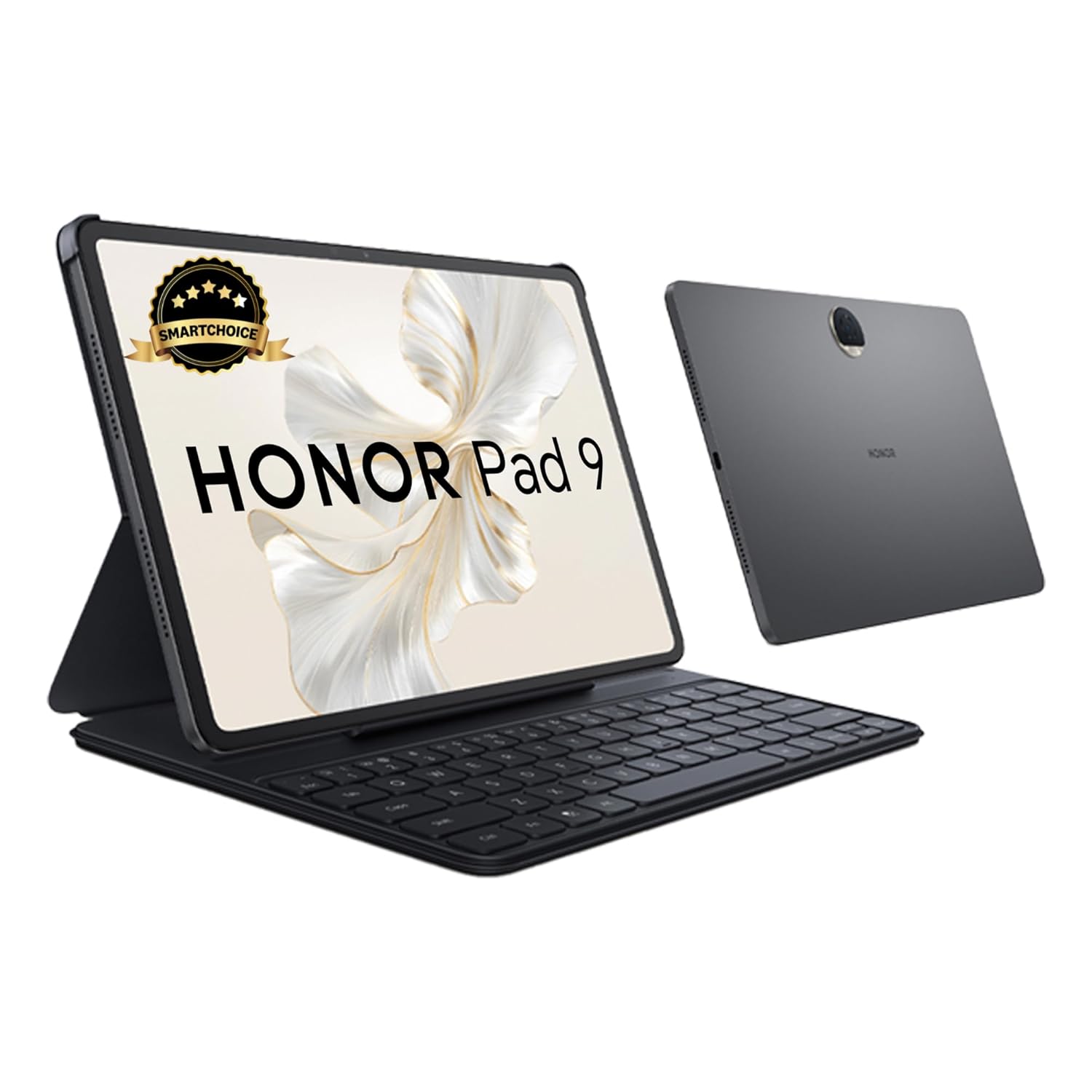 Honor Pad 9 (Smartchoice) WiFi Tablet with Free Bluetooth Keyboard, 12.1-Inch 2.5K Display, 8GB, 256GB Storage, Snapdragon 6 Gen 1 (4nm), 8 Speakers, Up-to 17 Hours, Android 13, Metal Body, Gray