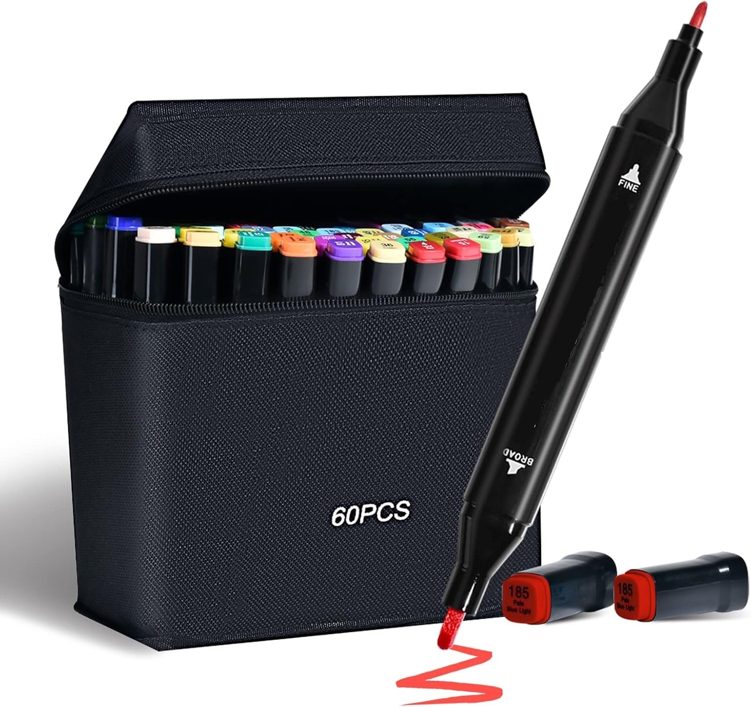 Corslet 60 Pc Alcohol Markers Set Dual Tip Broad & Fine Art Markers For Drawing Sketching Adult Colouring & Illustration (Random Colours),Multi-coloured