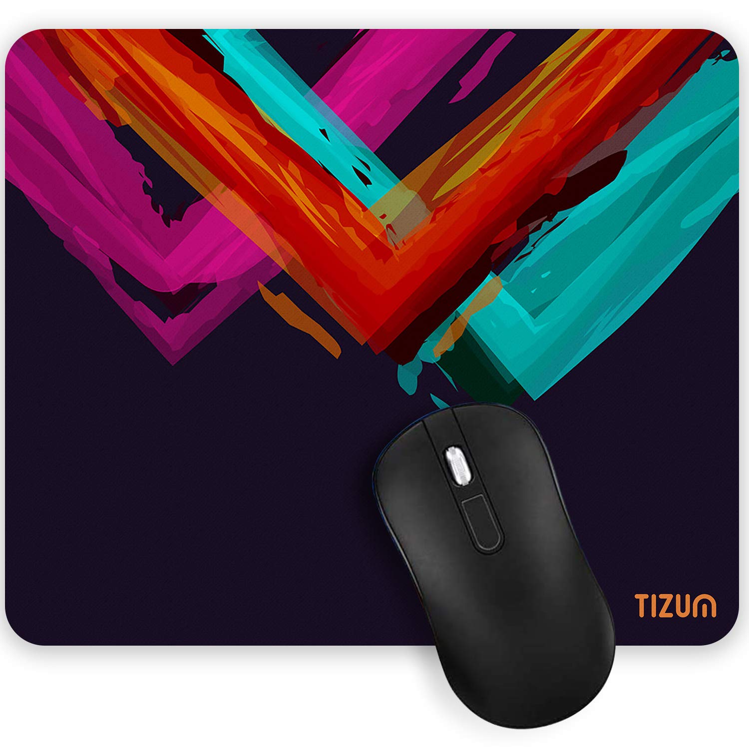Tizum Mouse Pad/Computer Mouse Mat with Anti-Slip Rubber Base | Smooth Mouse Control | Spill-Resistant Surface for Laptop, Notebook, MacBook, Gaming, Laser/Optical Mouse, 9.4 x 7.9, Multicolored