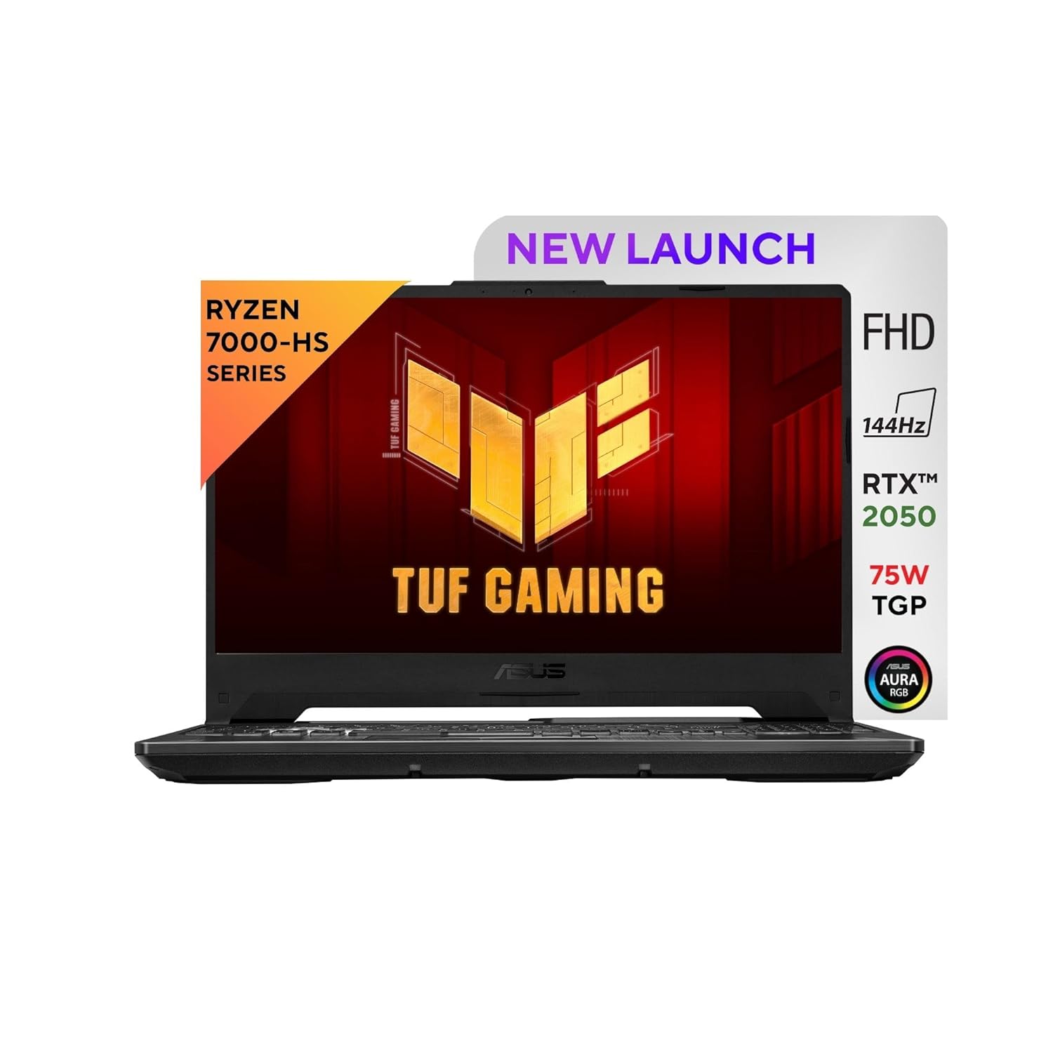 ASUS TUF Gaming A15, AMD Ryzen 7 7435HS, 15.6" FHD 16:9 144Hz 250 nits, Gaming Laptop (16GB RAM/512GB SSD/NVIDIA GeForce RTX 2050/Win 11 Home/48WHr Battery/Graphite Black/2.30Kg), FA566NFR-HN045WS