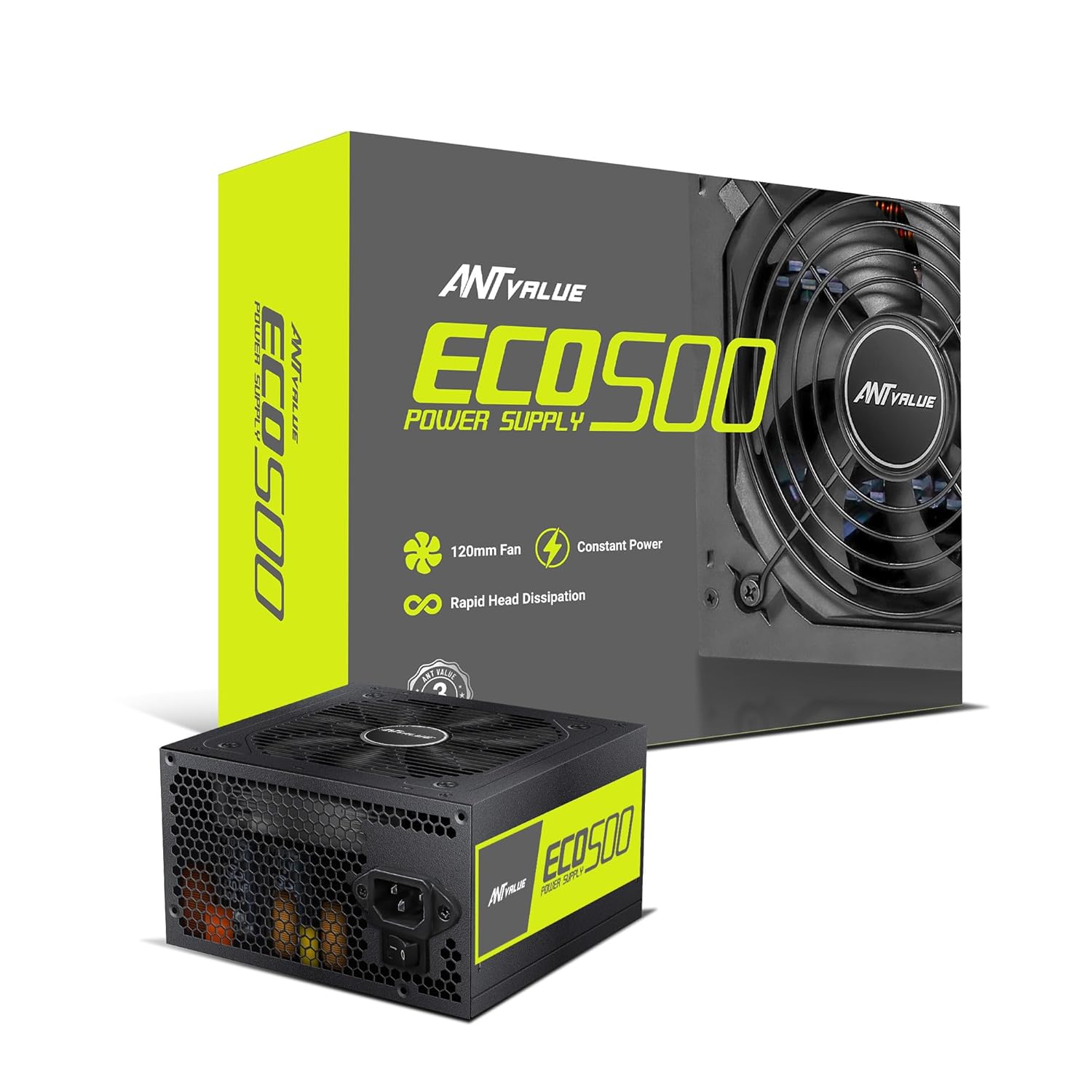 Ant Vale ECO500 Non Modular Gaming Power Supply/PSU for PC