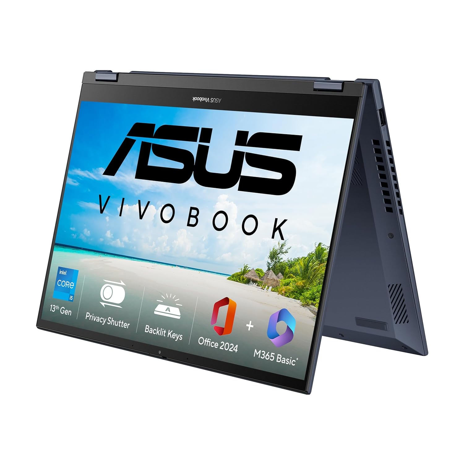 ASUS Vivobook S14 Flip, 14" Touch Screen, FHD+, Intel Core i5-13420H, (16GB RAM/512GB SSD/Intel UHD iGPU/Windows 11/M365 Basic (1Year)*/Office Home 2024/Quiet Blue/1.5 kg), TP3402VAO-LZ619WS
