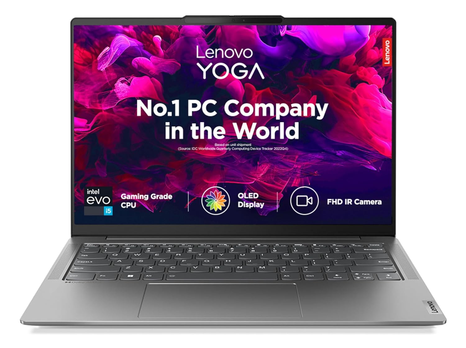 Lenovo Yoga Slim 6 13th Gen Intel Evo Core i5 13500H 14"(35.5cm) WUXGA OLED 400Nit Laptop (16GB/512GB SSD/Win 11/Office 21/Backlit KB/1Yr Warranty/Alexa/3 Month Game Pass/Storm Grey/1.3Kg), 83E00006IN