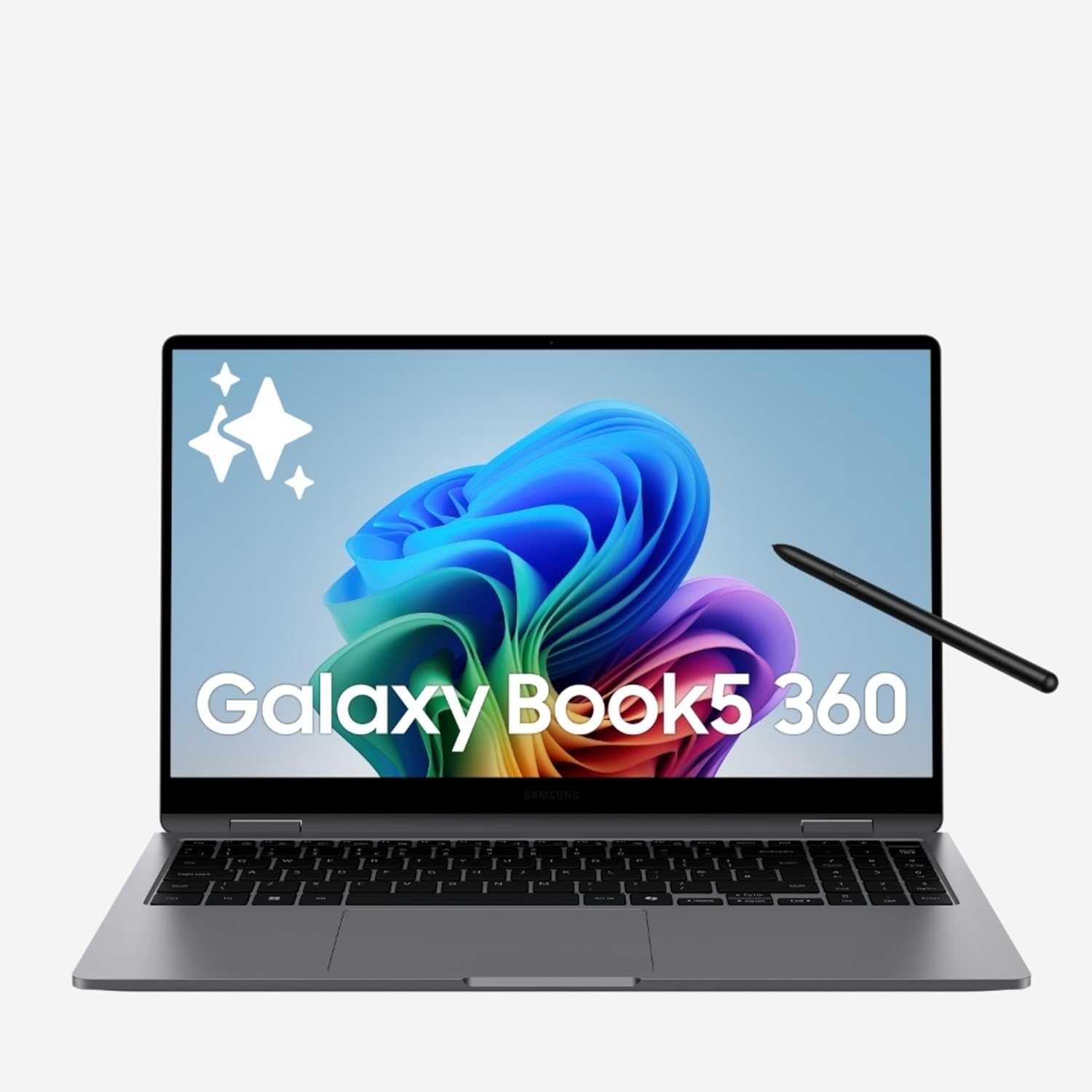 Samsung Galaxy Book5 360 | Intel Evo Core Ultra 5 226V | Built-in AI | 15.6" (39.6cm) Touchscreen 2-in-1 AMOLED 60Hz | 500 Nits (16GB/512GB SSD/Intel Arc/Win11/MSO'21/Gray/1.46kg) | S-Pen Included