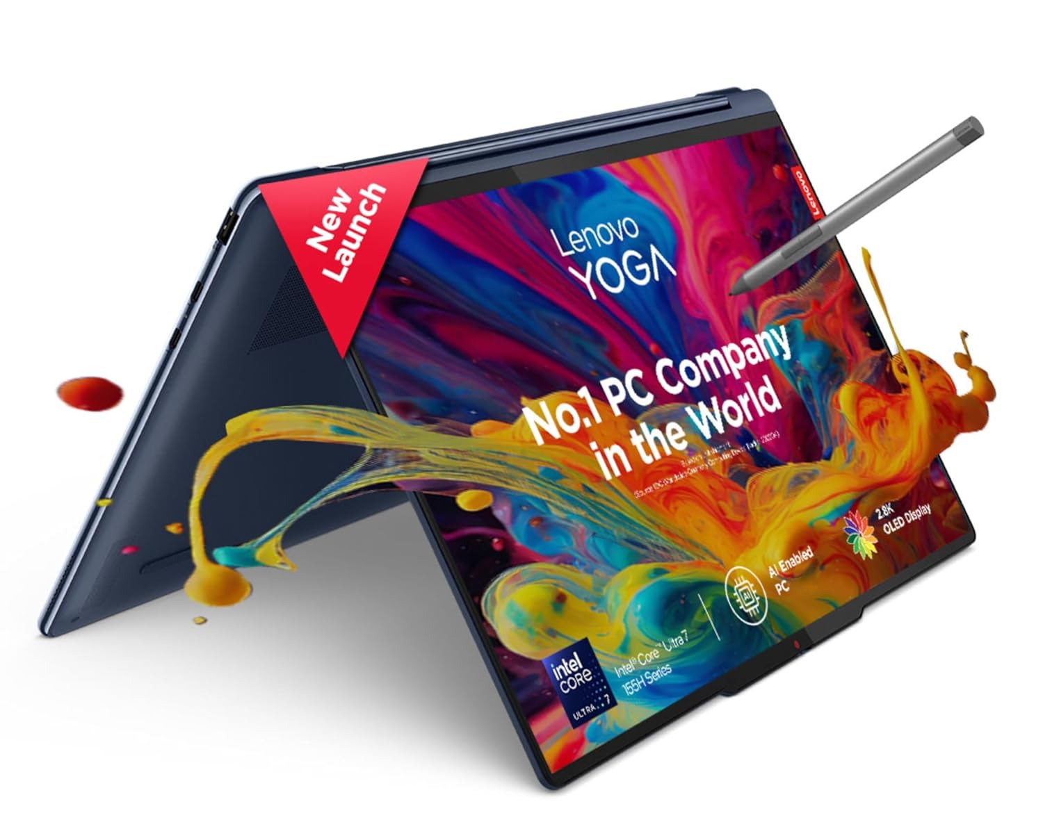 Lenovo Yoga 9 Intel Evo Core Ultra 7 155H Built-in AI 14"(35.5cm) 2.8K OLED 400Nits 2-in-1 Laptop (32GB/1TB SSD/Win 11/Office 21/Digital Pen/5.0MP+IR Camera/3 Mon. Game Pass/Blue/1.5Kg), 83AC001LIN