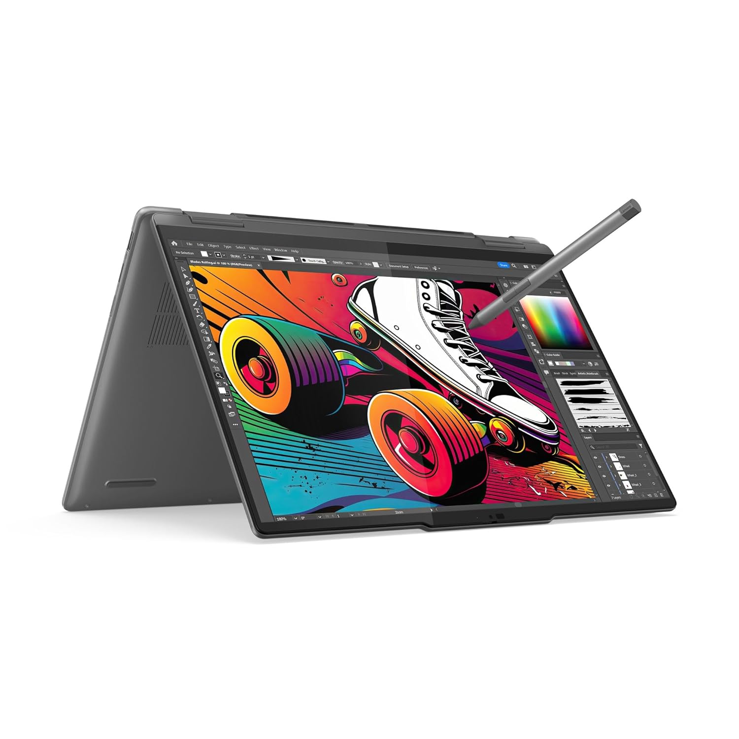 Lenovo Yoga 7 2-in-1 AMD Ryzen 7 8840HS 14"(35.5cm) WUXGA OLED 400Nits Convertible Laptop (16GB/1TB SSD/Windows 11/Office Home 2024/100% DCI-P3/Digital Pen/Grey/1.5Kg), 83DK009LIN