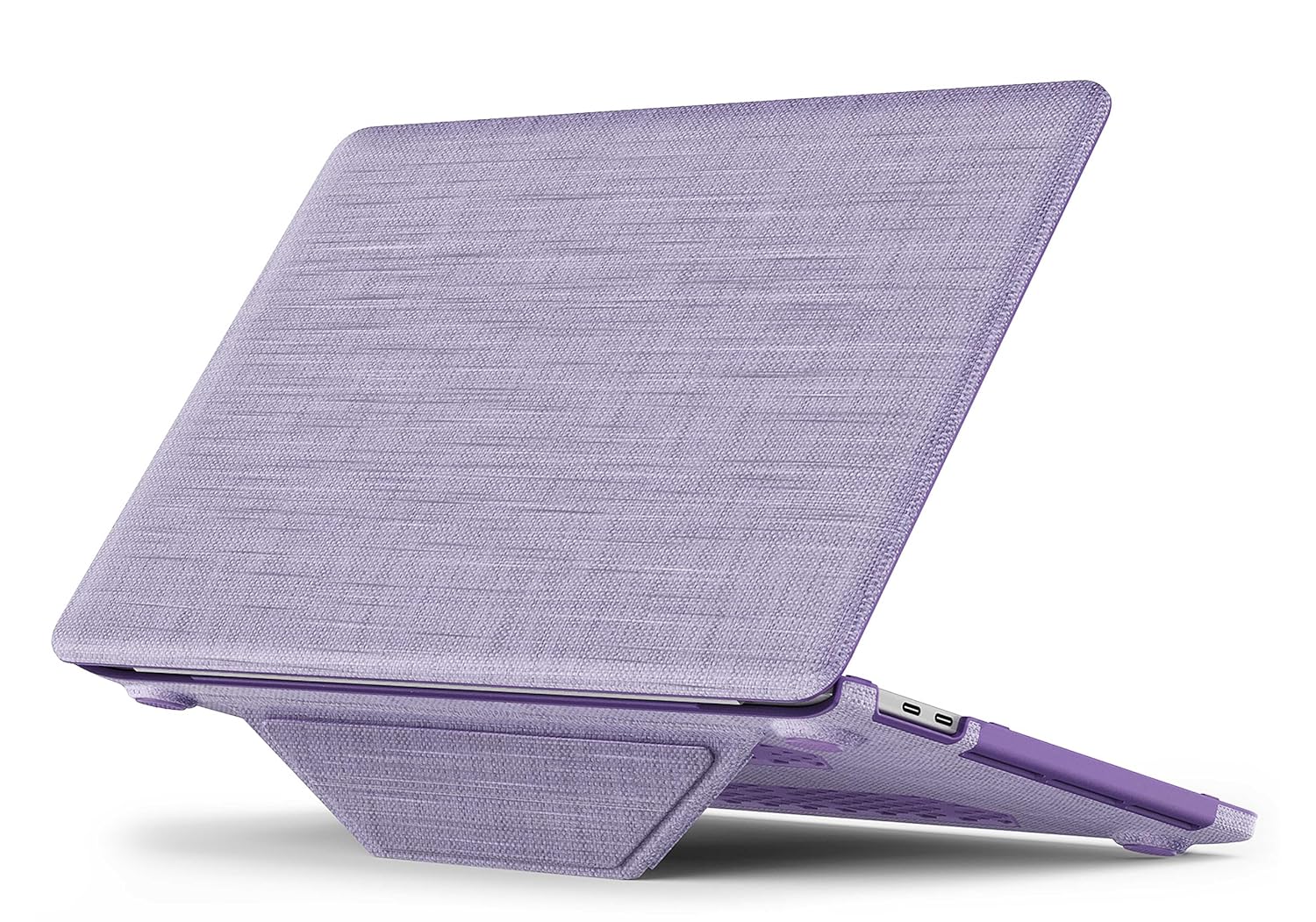 ProElite Case for MacBook Pro 13 inch Case M2 2024, 2023, 2022-2016 A2338 M1 A2251 A2289 A2159 A1989 A1708 A1706, Fabric Material Hard Shell with Slim TPU Bumper and Fold Kickstand, Purple