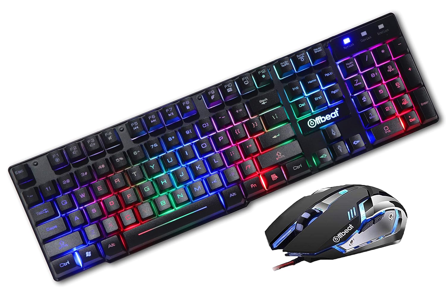 Offbeat - Slayer RGB Backlit Mechanical Feel Like Wired Gaming Keyboard 19 Anti Ghost Keys and 3200 DPI Gaming 6D Button Mouse Combo, for Computer, Laptop, PC
