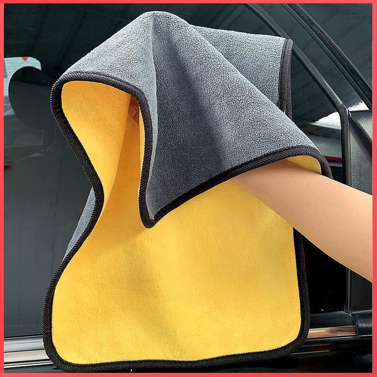 Zollyss Microfiber Cleaning Cloth 800 GSM for Home Kitchen Car Motorbike Mobile Laptop Office Lint Free Dual Layer Ultra Thick Super Absorbent Towel Scrubber Duster Wash Polish Cloth, 5 Pcs