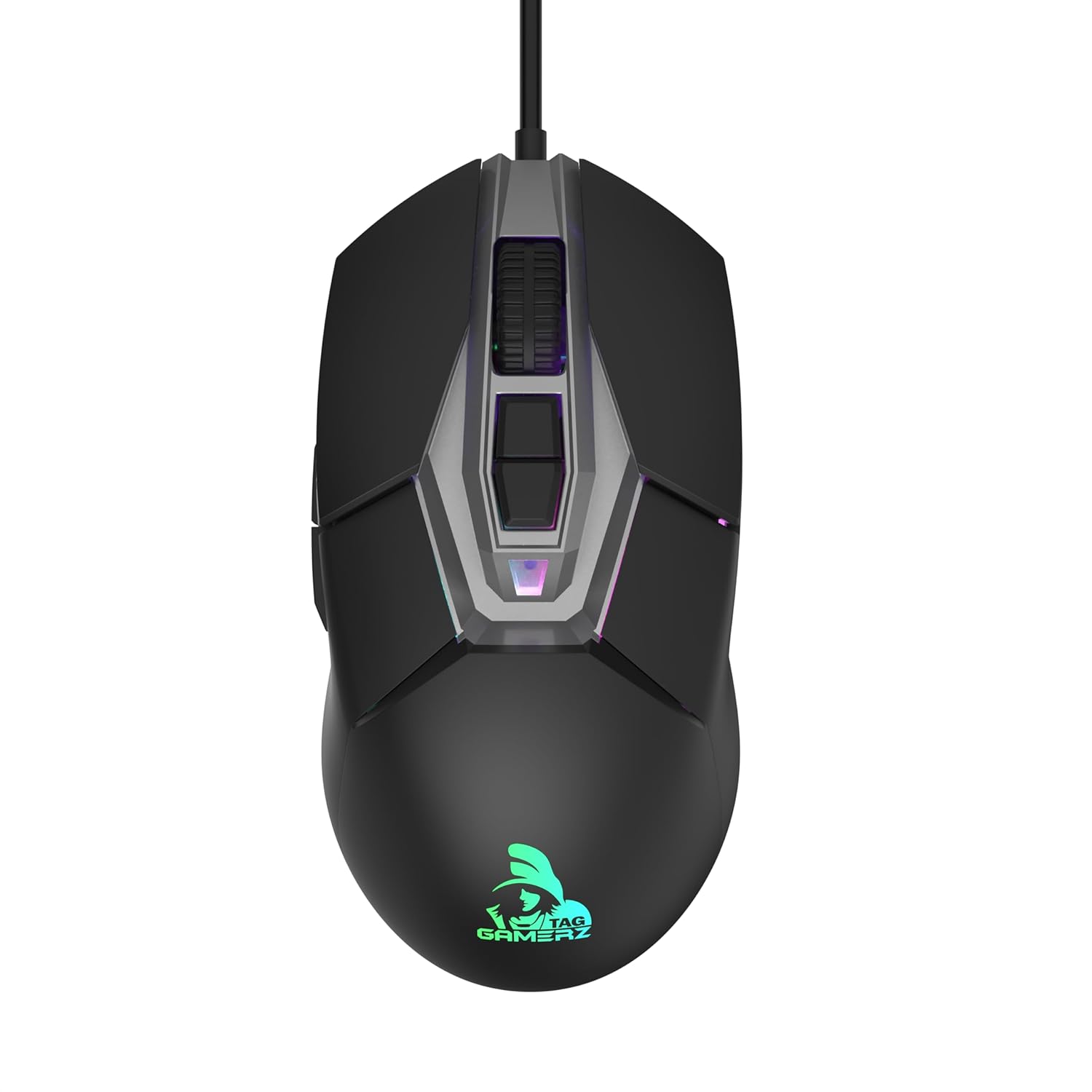 TAG Gamerz Nova RGB USB Optical Wired Gaming Mouse | Adjustable 7200 DPI Sensor | 12 Colors Rainbow LED Lights | 7 Buttons | Ergonomic Design | Plug and Play for Desktop, Laptop and PC Gamers (Black)