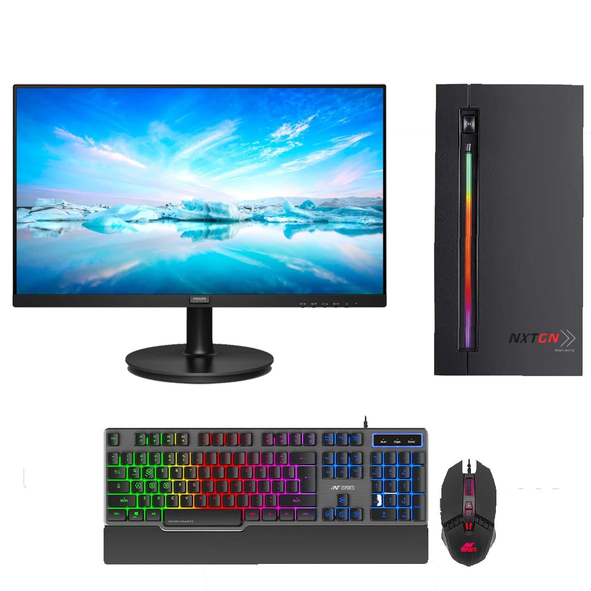 NXTGN Core i7 11TH Generation Gaming/Editing PC (Core i7 11700F/16GB/512GB/4GB NVIDIA Graphic Card/RGB Keyboard & MOUSE/24 IPS Monitor/Windows 11 PRO & Basic Software PRE-Installed