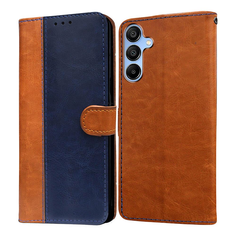 Amazon Brand- Solimo Flip for Samsung Galaxy A15 5G (Leather_CamelBlue)