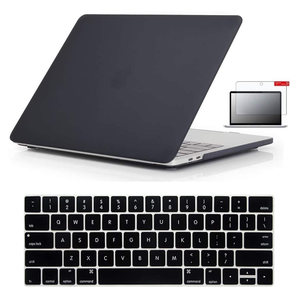 iFyx Matte Hard Case Cover for MacBook Pro 15 inch A1990 / A1707 with Touch Bar Id 2020-2016, Keypad Skin, Screen Guard (Black)