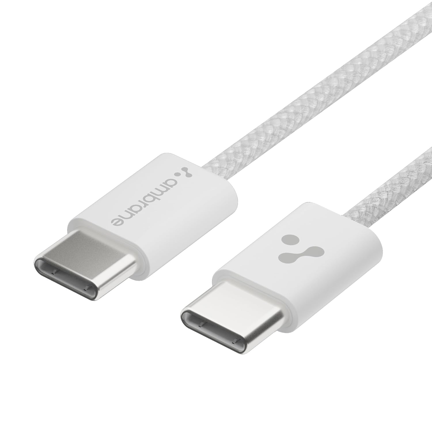 Ambrane 60W Type-C Fast Charging Cable for Smartphones, Tablets, Laptops, iPhone 15 & Other C Devices, PD Technology, 480Mbps Data Sync, 1.2M (ABCC-60, White)