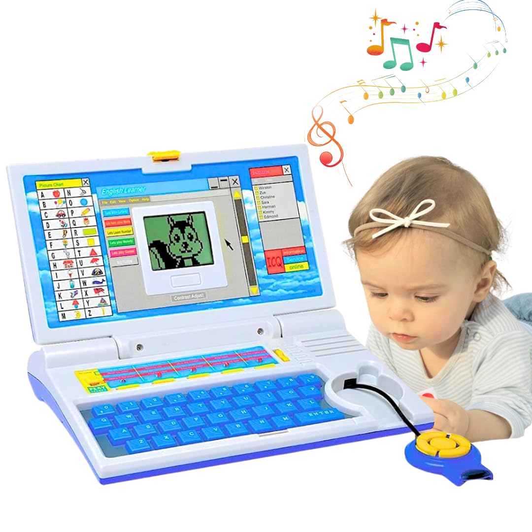 Storio Educational Laptop Computer Toy with Mouse | 1 Year Extended Warranty | Kids Above 3 Years | 20 Fun Activity Learning | Learn Letter Words Games Mathematics Music Logic Memory Tool | Blue