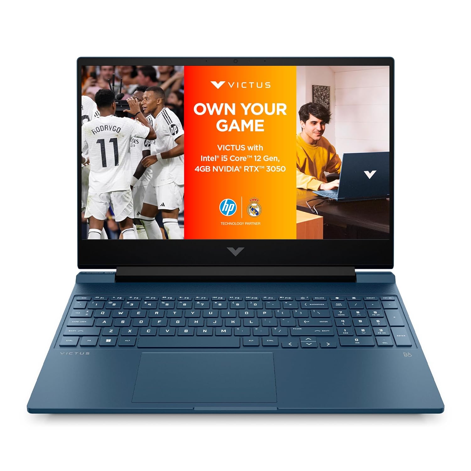 HP Victus, 12th Gen Intel Core i5-12450H, 4GB NVIDIA RTX 3050 Gaming Laptop (16GB DDR5, 512GB SSD), 144Hz, IPS, 15.6"/39.6cm, FHD, Windows 11, MS Office 21, Blue, 2.3kg, fa0333tx