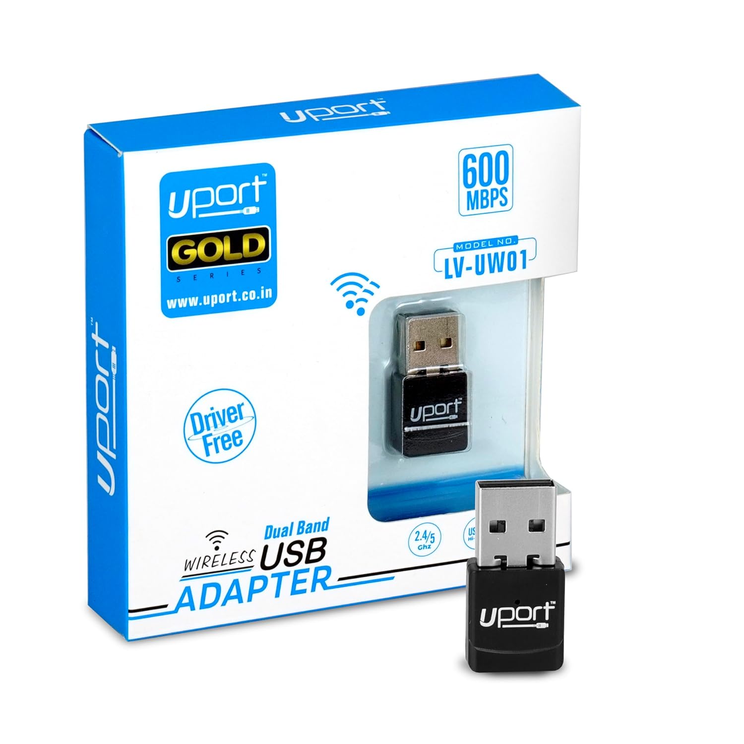 UPORT USB 5G 600 MBPS WiFi Adapter Dual Band Wireless WiFi Receiver Dongle for PC, Laptop, Desktop (600 MBPS), Black