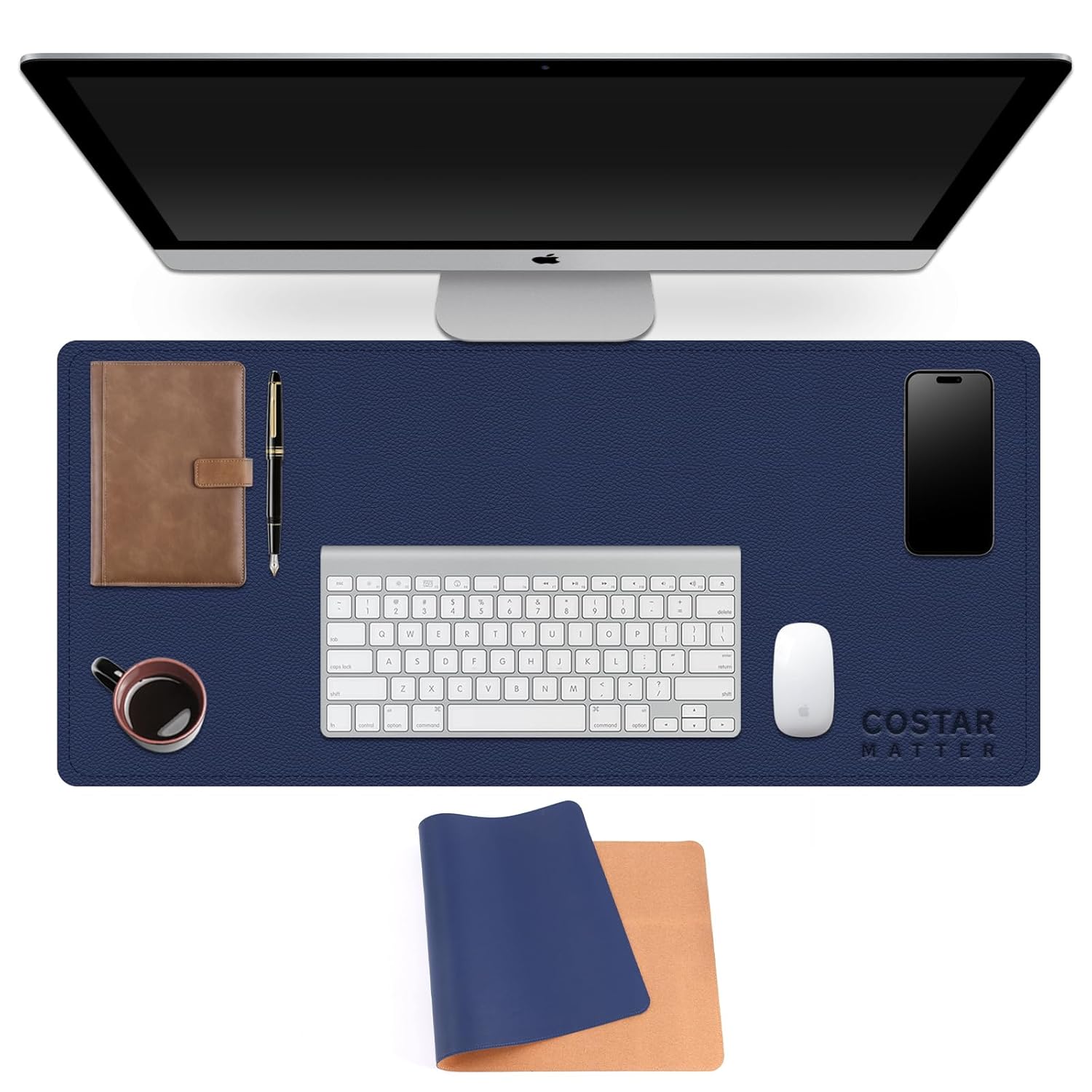 Costar Mouse Pad Large Extended Desk Mat for Laptop,Gaming Mouse Mat XXL|Anti Fray Stitched Edges|Reversible Use|Dual Sided Waterproof|Non-Slip Base Wooden Mat for Home/Office| 90x40cm