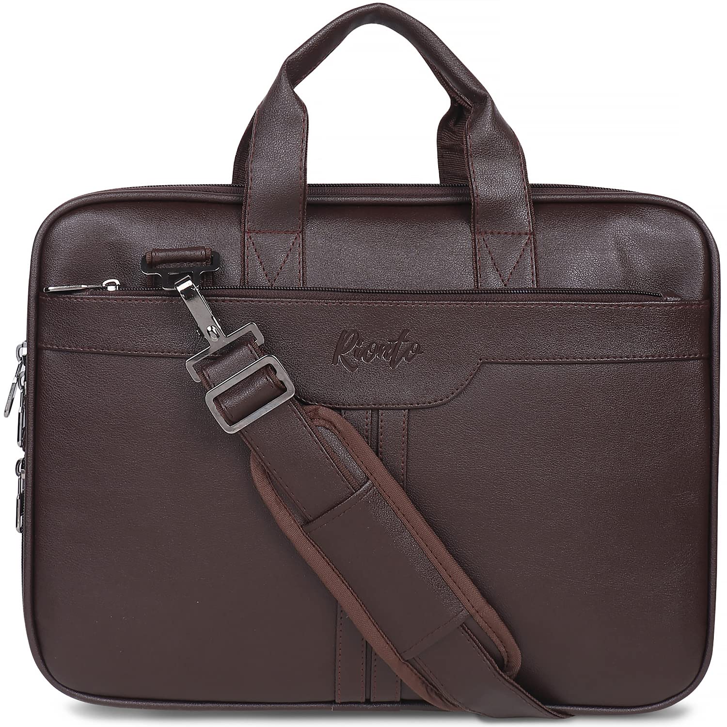 RIONTO Messenger Bag - Laptop Bag for Men, PU Leather Expandable Office Bag for Men | Supports Laptop Upto 15.6 inches (Brown)