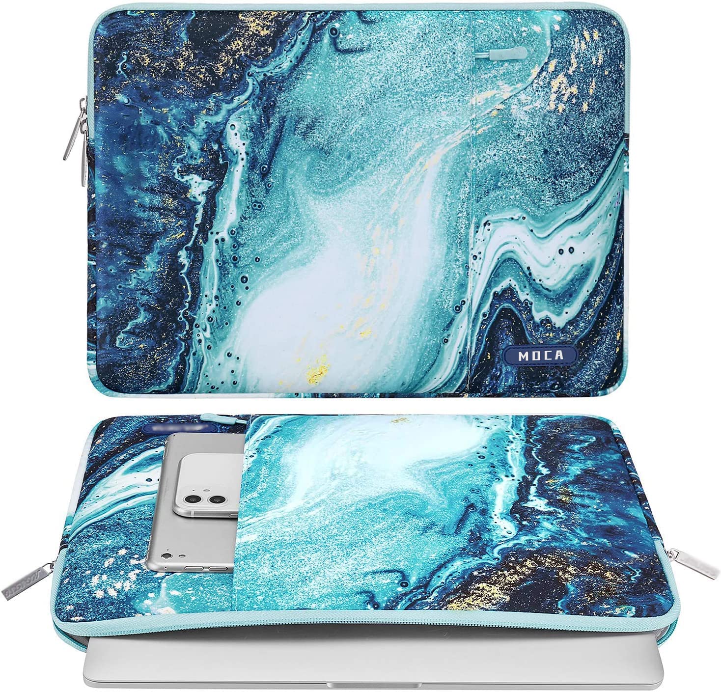 MOCA Laptop Sleeve Bag Compatible with Old MacBook Air 13.3 / MacBook Pro 14 M3 M2 M1 Pro/Max A2442 Sleeve Polyester Vertical Case with Pocket,Blue